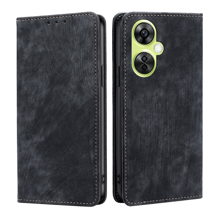 For OnePlus Nord CE 3 Lite 5G RFID Anti-theft Brush Magnetic Leather Phone Case
