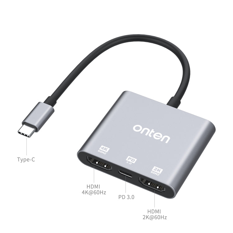 Onten 9175S 3 in 1 USB-C / Type-C to HDMI Adapter(Grey)