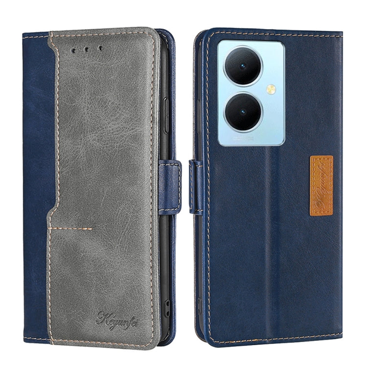 For vivo Y78 Plus 5G Contrast Color Side Buckle Leather Phone Case