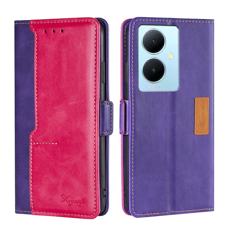 For vivo Y78 Plus 5G Contrast Color Side Buckle Leather Phone Case