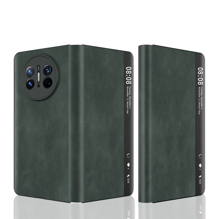For Huawei Mate X3 Retro Magnetic Side Window View Leather Smart Phone Case