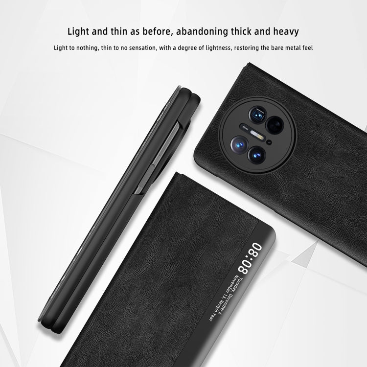For Huawei Mate X3 Retro Magnetic Side Window View Leather Smart Phone Case