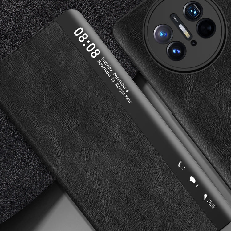 For Huawei Mate X3 Retro Magnetic Side Window View Leather Smart Phone Case