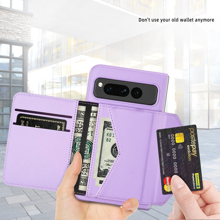 For Google Pixel Fold Litchi Texture Integrated Phone Case with Card Bag