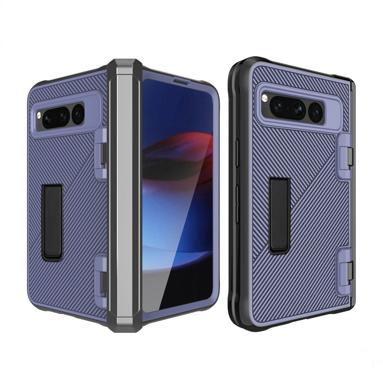 For Google Pixel Fold Twill Texture Integrated Shockproof Phone Case with Holder