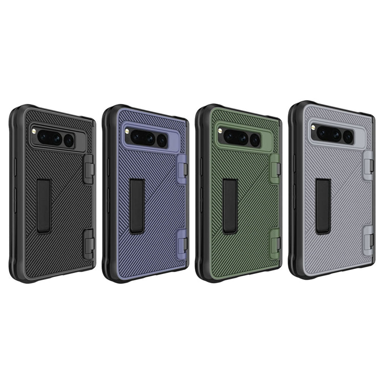 For Google Pixel Fold Twill Texture Integrated Shockproof Phone Case with Holder