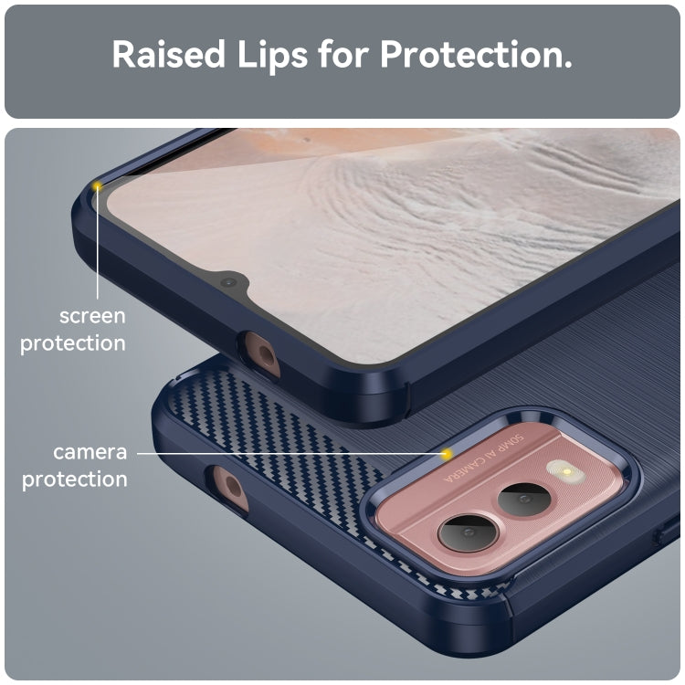 For Nokia C32 Brushed Texture Carbon Fiber TPU Phone Case