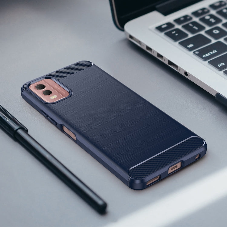 For Nokia C32 Brushed Texture Carbon Fiber TPU Phone Case