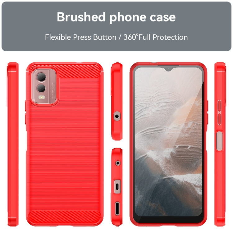 For Nokia C32 Brushed Texture Carbon Fiber TPU Phone Case