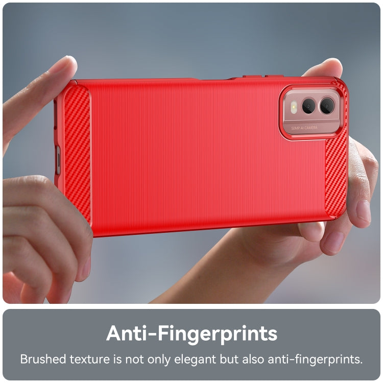 For Nokia C32 Brushed Texture Carbon Fiber TPU Phone Case