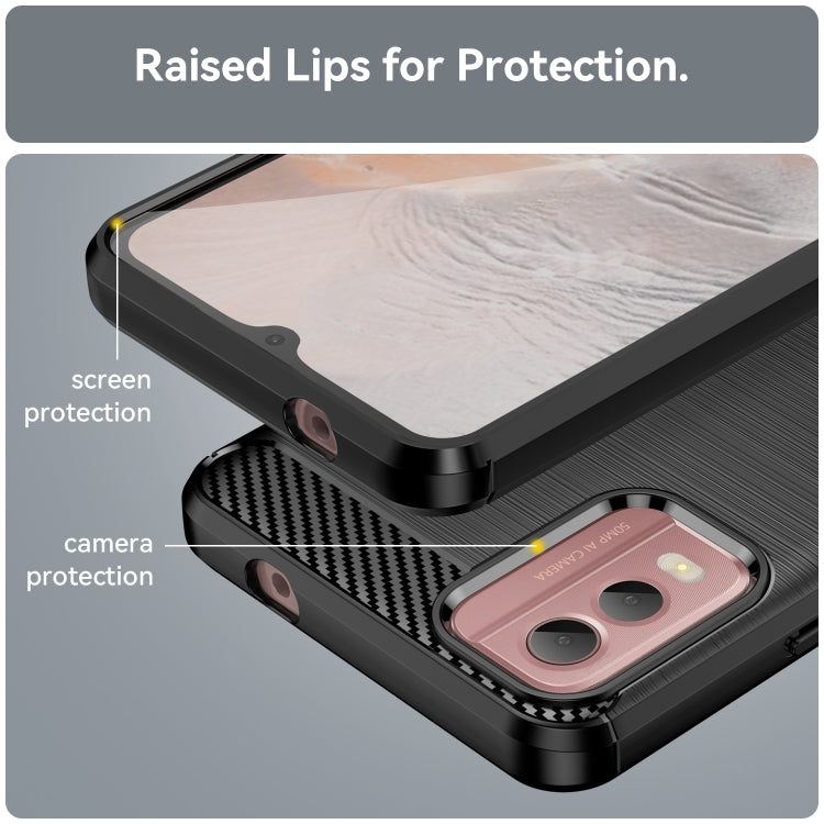 For Nokia C32 Brushed Texture Carbon Fiber TPU Phone Case