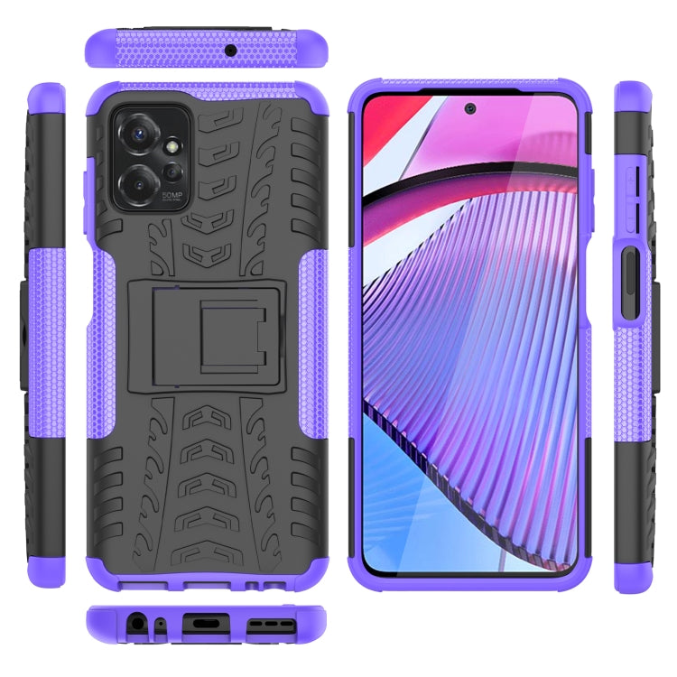 For Motorola Moto G Power 5G 2023 Tire Texture TPU + PC Phone Case with Holder