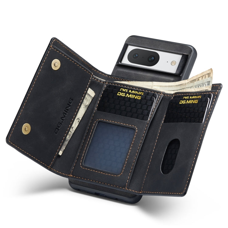 For Google Pixel 8 DG.MING M1 Series 3-Fold Multi Card Wallet + Magnetic Phone Case