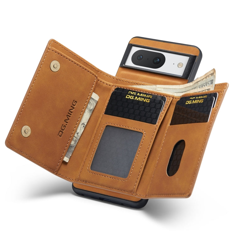 For Google Pixel 8 DG.MING M1 Series 3-Fold Multi Card Wallet + Magnetic Phone Case