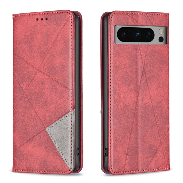 For Google Pixel 8 Pro Rhombus Texture Magnetic Leather Phone Case