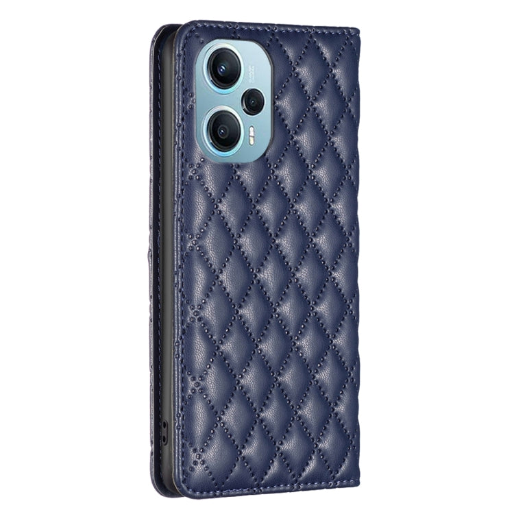 For Xiaomi Poco F5 5G / Redmi Note 12 Turbo Diamond Lattice Magnetic Leather Flip Phone Case