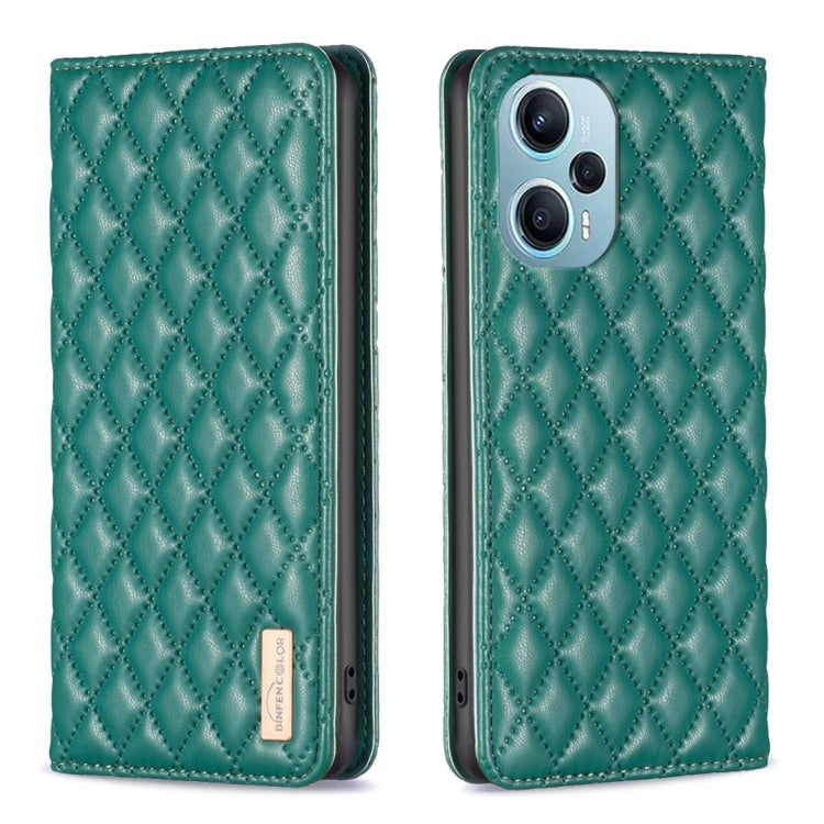 For Xiaomi Poco F5 5G / Redmi Note 12 Turbo Diamond Lattice Magnetic Leather Flip Phone Case