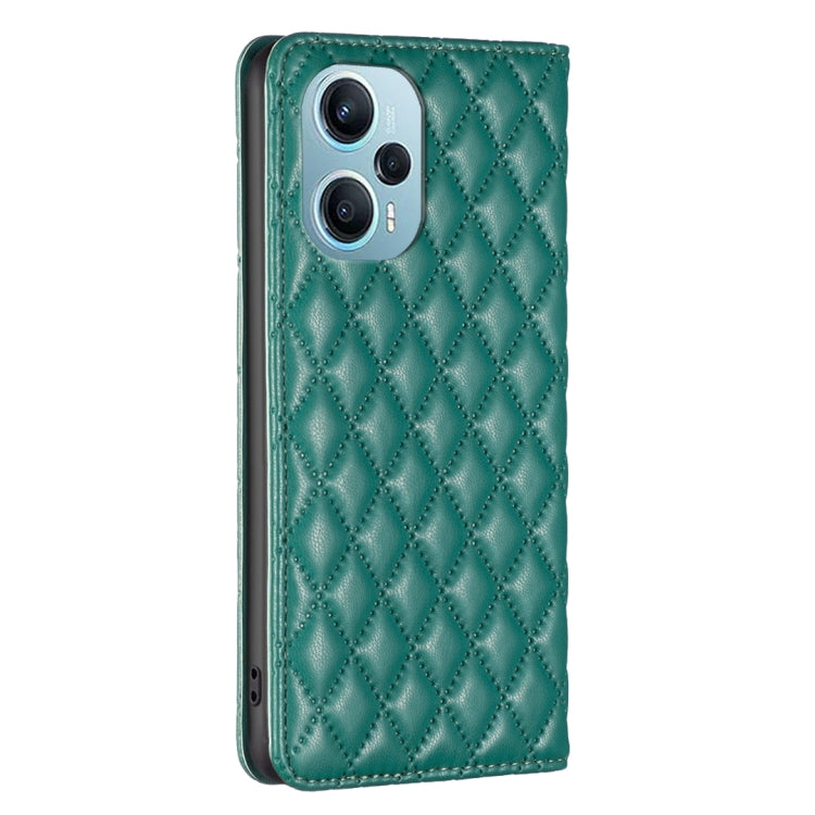 For Xiaomi Poco F5 5G / Redmi Note 12 Turbo Diamond Lattice Magnetic Leather Flip Phone Case