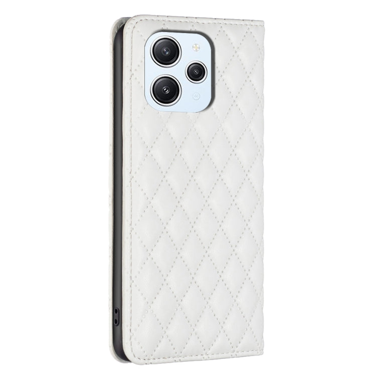 For Xiaomi Redmi 12 4G Diamond Lattice Magnetic Leather Flip Phone Case