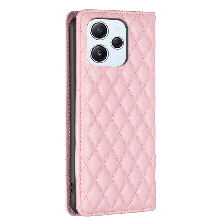 For Xiaomi Redmi 12 4G Diamond Lattice Magnetic Leather Flip Phone Case