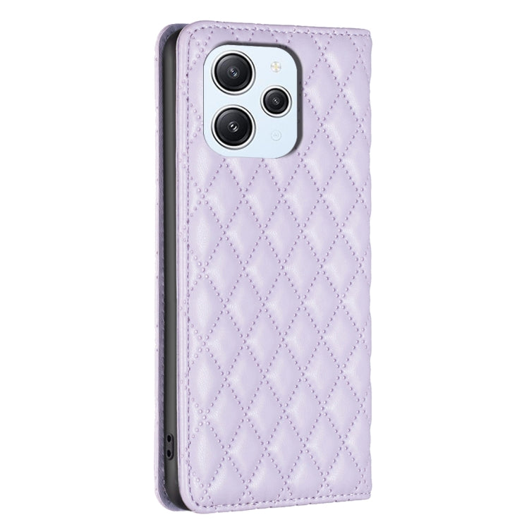 For Xiaomi Redmi 12 4G Diamond Lattice Magnetic Leather Flip Phone Case