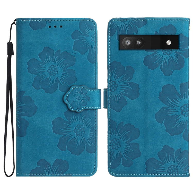 For Google Pixel 7a Flower Embossing Pattern Leather Phone Case