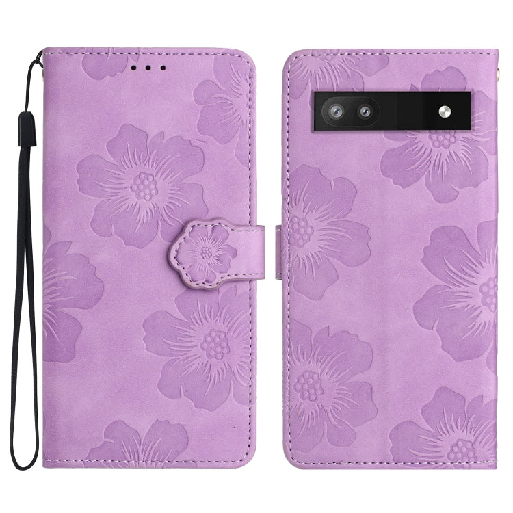 For Google Pixel 7a Flower Embossing Pattern Leather Phone Case