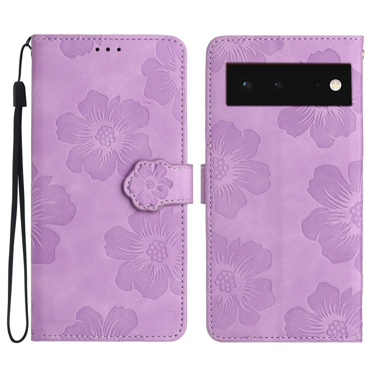 For Google Pixel 6 Flower Embossing Pattern Leather Phone Case