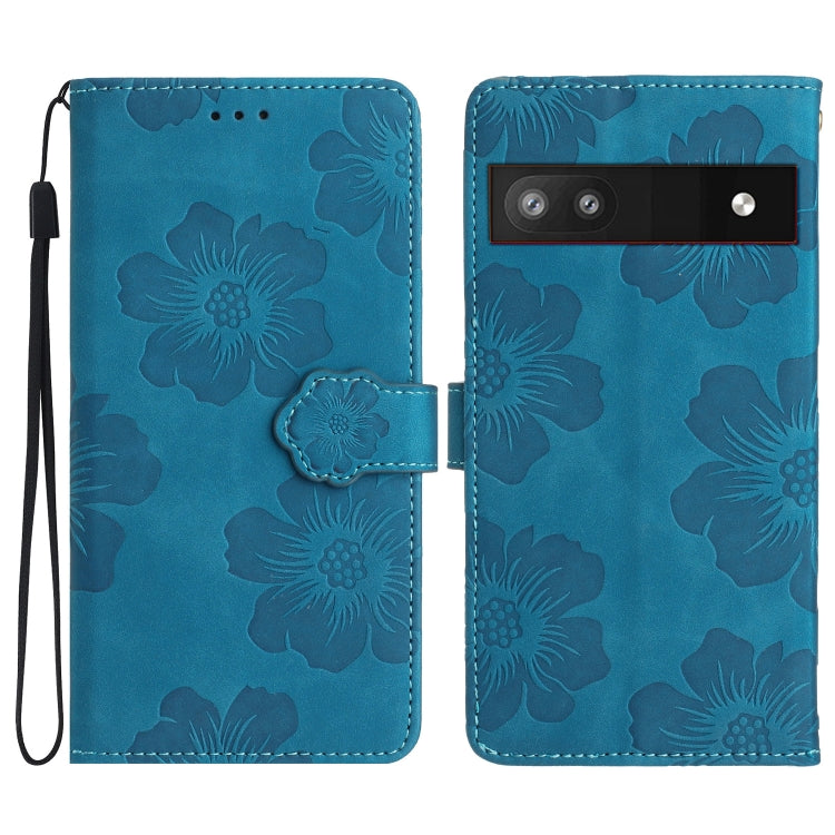 For Google Pixel 6a Flower Embossing Pattern Leather Phone Case