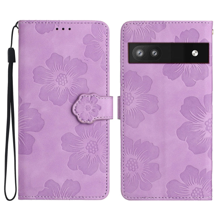 For Google Pixel 6a Flower Embossing Pattern Leather Phone Case