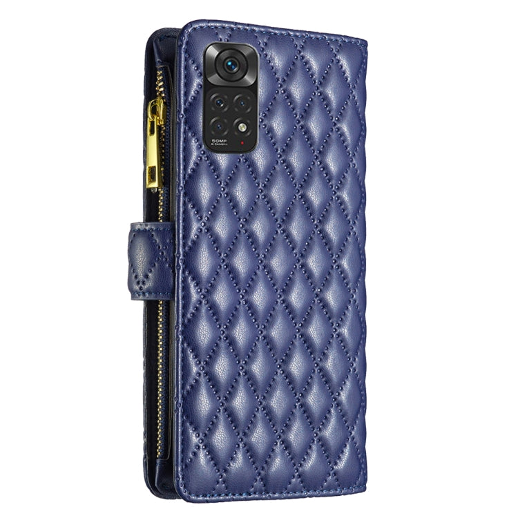 For Xiaomi Redmi Note 12S 4G / Note 11 Diamond Lattice Zipper Wallet Leather Flip Phone Case
