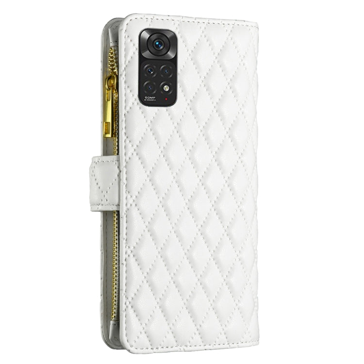 For Xiaomi Redmi Note 12S 4G / Note 11 Diamond Lattice Zipper Wallet Leather Flip Phone Case