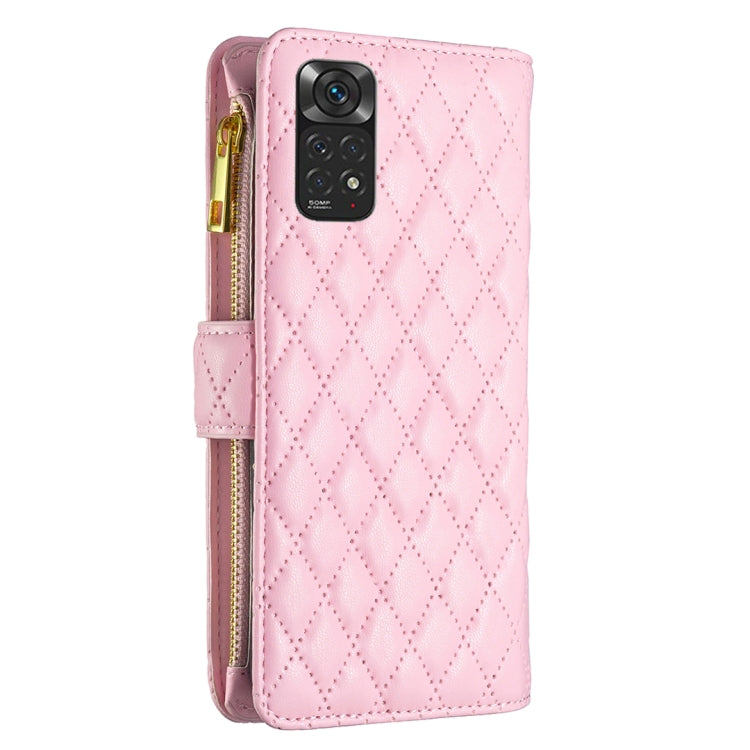For Xiaomi Redmi Note 12S 4G / Note 11 Diamond Lattice Zipper Wallet Leather Flip Phone Case