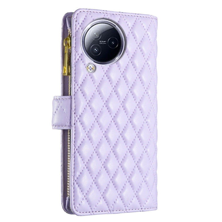 For Xiaomi Civi 3 5G Diamond Lattice Zipper Wallet Leather Flip Phone Case