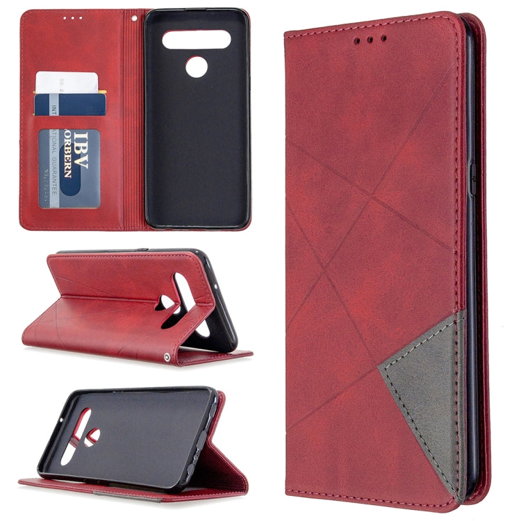 For LG K61 Rhombus Texture Horizontal Flip Magnetic Leather Case with Holder & Card Slots & Wallet