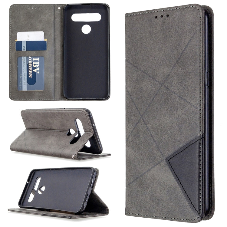 For LG K61 Rhombus Texture Horizontal Flip Magnetic Leather Case with Holder & Card Slots & Wallet
