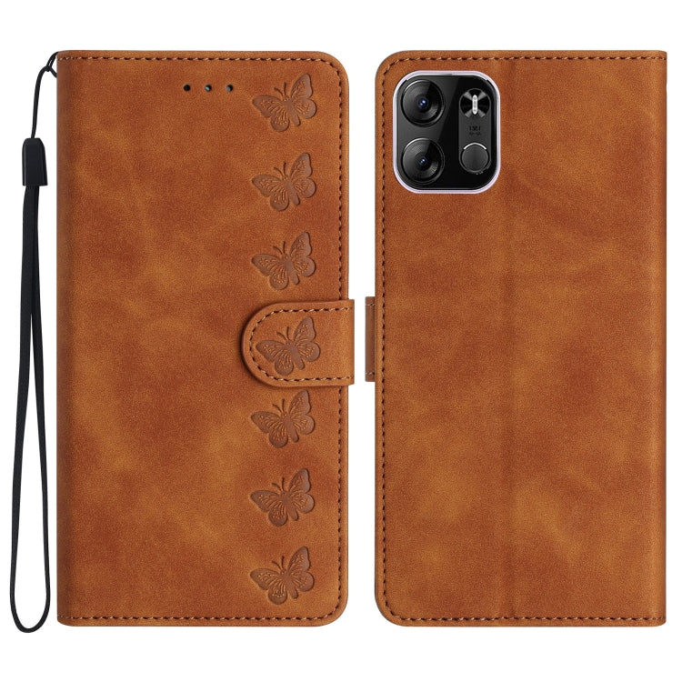 For Tecno Spark Go 2023 Seven Butterflies Embossed Leather Phone Case
