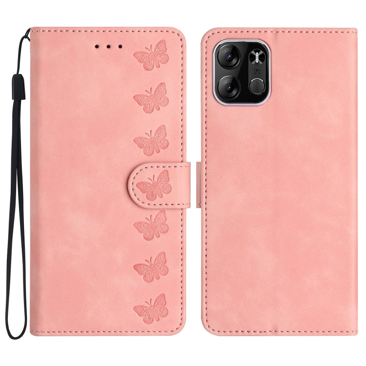 For Tecno Spark Go 2023 Seven Butterflies Embossed Leather Phone Case