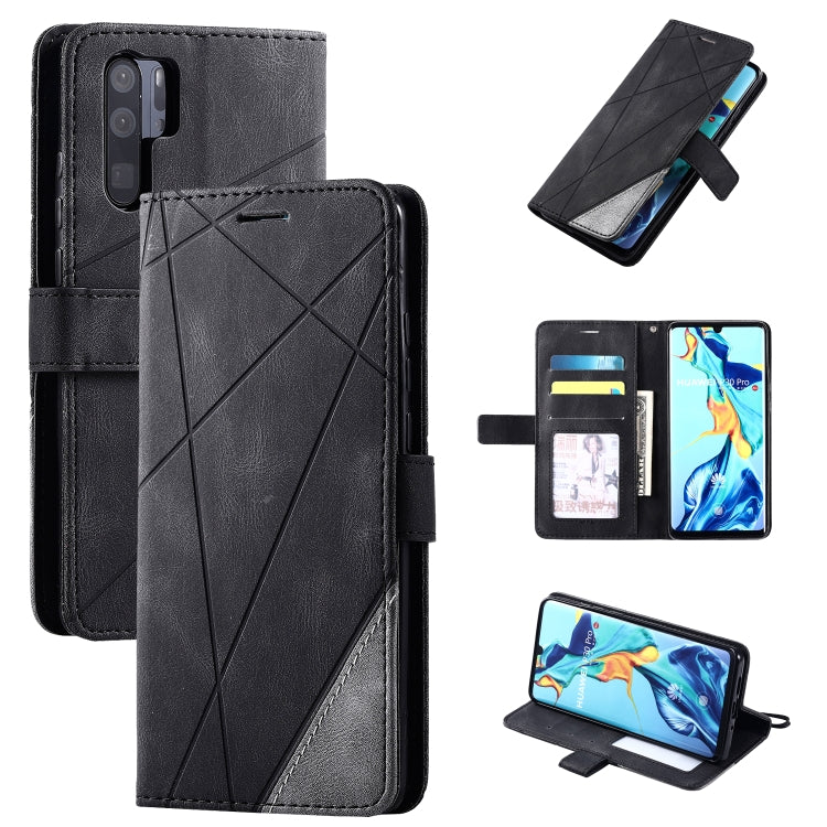 For Huawei P30 Pro Skin Feel Splicing Horizontal Flip Leather Case with Holder & Card Slots & Wallet & Photo Frame