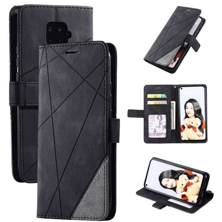 For Huawei Mate 30 Lite Skin Feel Splicing Horizontal Flip Leather Case with Holder & Card Slots & Wallet & Photo Frame