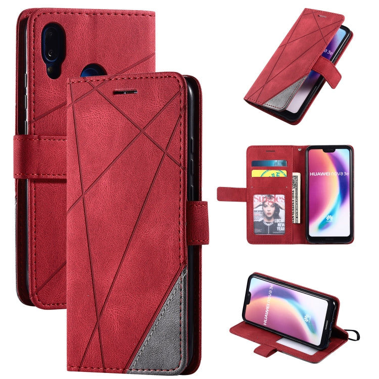 For Huawei P20 Lite Skin Feel Splicing Horizontal Flip Leather Case with Holder & Card Slots & Wallet & Photo Frame
