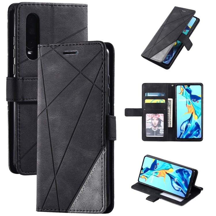 For Huawei P30 Skin Feel Splicing Horizontal Flip Leather Case with Holder & Card Slots & Wallet & Photo Frame