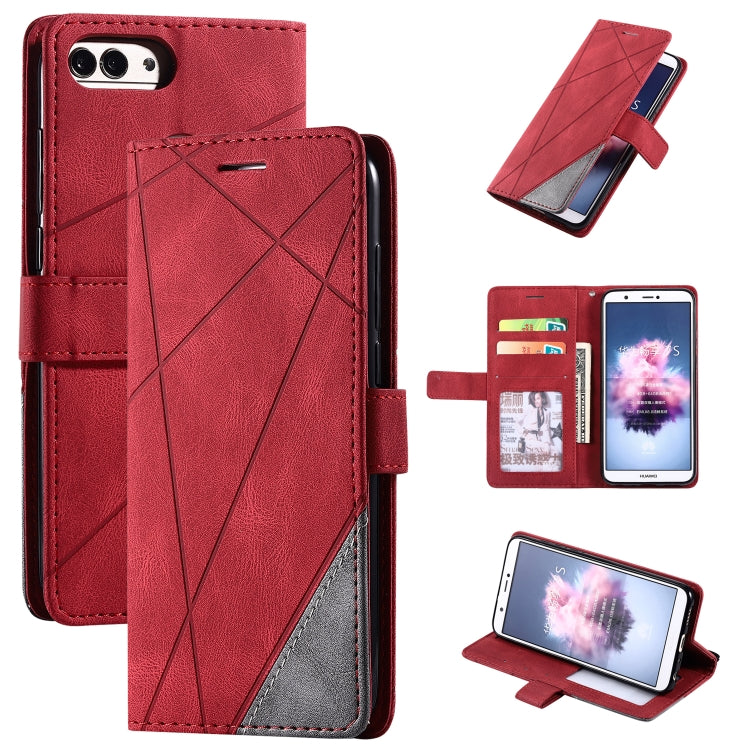For Huawei Enjoy 7s Skin Feel Splicing Horizontal Flip Leather Case with Holder & Card Slots & Wallet & Photo Frame