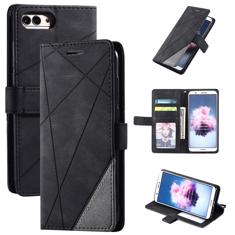 For Huawei Enjoy 7s Skin Feel Splicing Horizontal Flip Leather Case with Holder & Card Slots & Wallet & Photo Frame