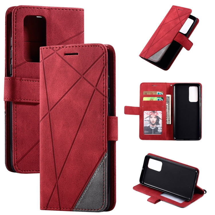 For Huawei P40 Skin Feel Splicing Horizontal Flip Leather Case with Holder & Card Slots & Wallet & Photo Frame