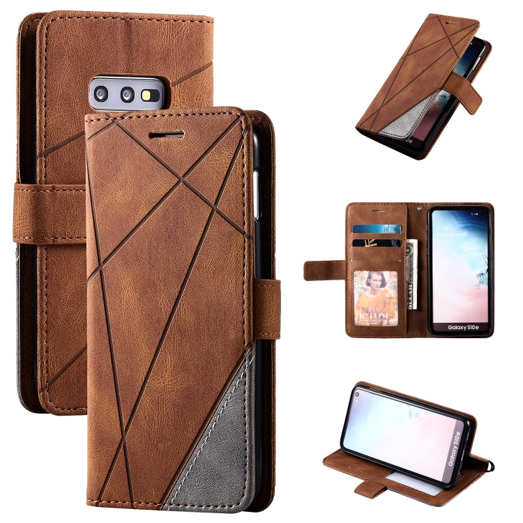 For Samsung Galaxy S10e Skin Feel Splicing Horizontal Flip Leather Case with Holder & Card Slots & Wallet & Photo Frame
