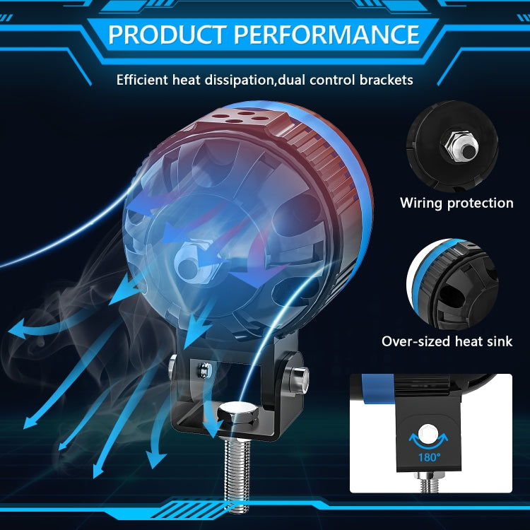 M8 1 Pair Motorcycle Two-color Spotlight(Black)