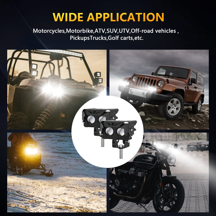 M2 1 Pair Double Lens Motorcycle Two-color Spotlight(Black)