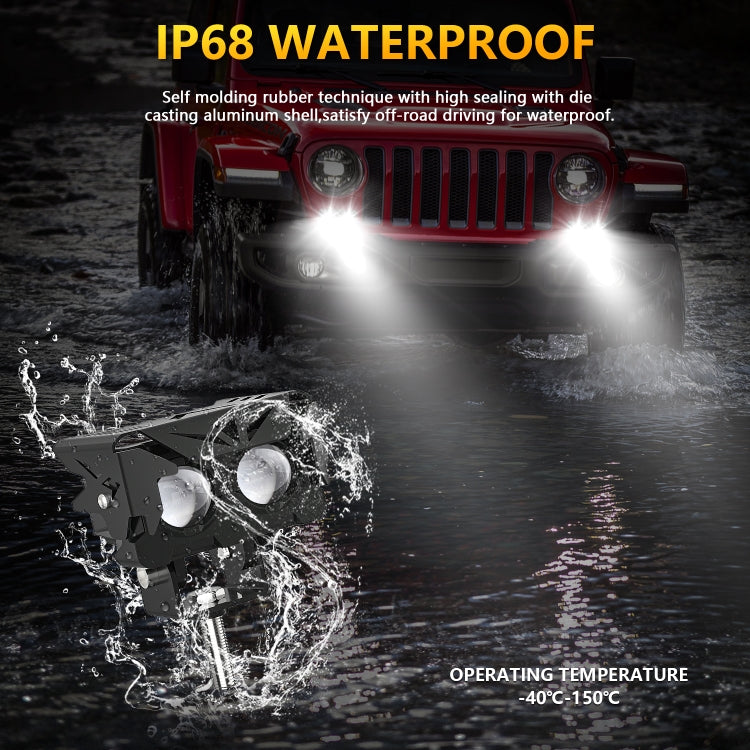 M2 1 Pair Double Lens Motorcycle Two-color Spotlight(Black)