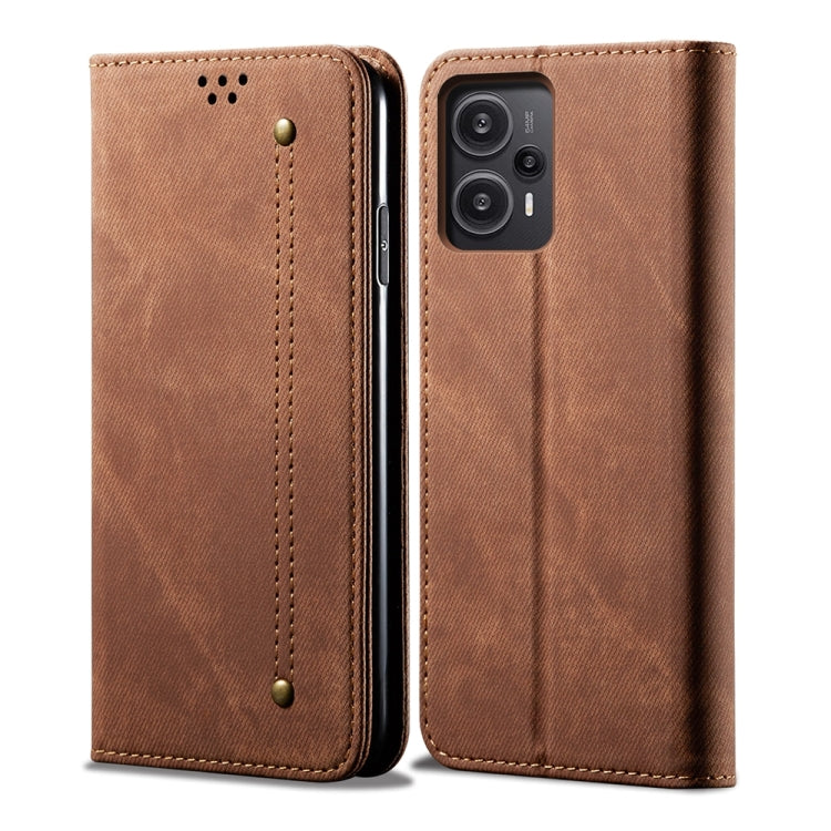 For Xiaomi Redmi Note 12 Turbo / Poco F5 Denim Texture Casual Style Flip Leather Phone Case